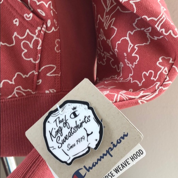 New Champion reverse weave floral print hoodie rare - Picture 5 of 9